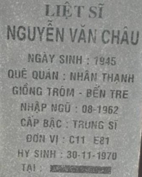 Tìm thân nhân liệt sĩ Nguyễn Văn Châu