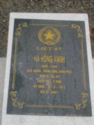 Nhắn tìm thân nhân liệt sỹ  Hà Hồng Vanh