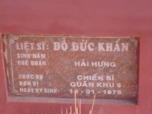 Nhắn tìm thân nhân liệt sỹ Đỗ Đức Khẩn