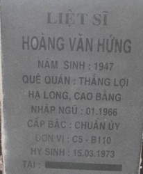 Tìm thân nhân liệt sĩ Hoàng Văn Hứng