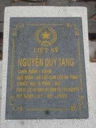 Nhắn tìm thân nhân liệt sỹ Nguyễn Duy Tang