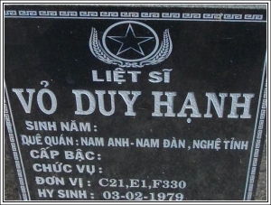 Nhắn tìm thân nhân liệt sỹ  Vỏ Duy Hạnh