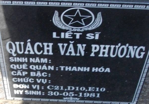 Nhắn tìm thân nhân liệt sỹ  Quách Văn Phương