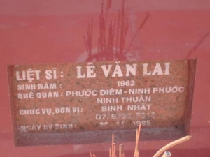 Nhắn tìm thân nhân liệt sỹ Lê Văn Lai