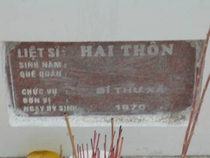 Nhắn tìm thân nhân liệt sĩ Hai Thôn