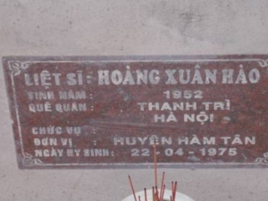 Nhắn tìm thân nhân liệt sỹ  Hoàng Xuân Hào