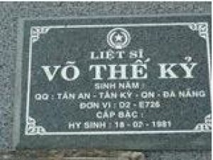 Tìm thân nhân liệt sĩ Võ Thế Kỷ