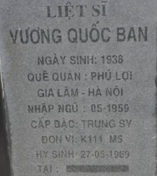 Tìm thân nhân liệt sĩ Vương Quốc Ban