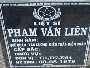 Nhắn tìm thân nhân liệt sỹ  Phạm Văn Liên