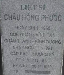 Tìm thân nhân liệt sĩ Châu Hồng Phước