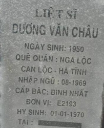 Tìm thân nhân liệt sĩ Dương Văn Châu
