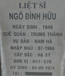 Tìm thân nhân liệt sĩ Ngô Đình Hữu