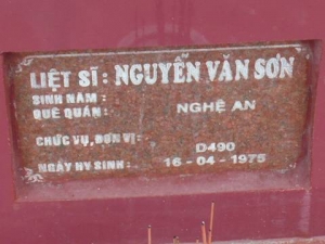 Nhắn tìm thân nhân liệt sỹ  Nguyễn Văn Sơn