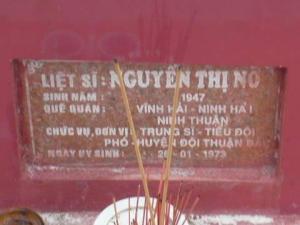 Nhắn tìm thân nhân liệt sỹ Nguyễn Thị Nỡ