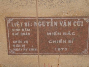 Nhắn tìm thân nhân liệt sỹ Nguyễn Văn Củi