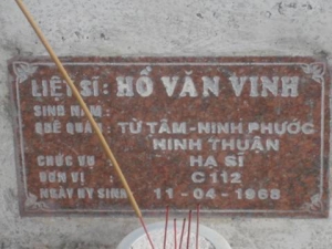 Nhắn tìm thân nhân liệt sỹ Hồ Văn Vinh