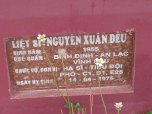 Nhắn tìm thân nhân liệt sỹ  Nguyễn Xuân Đêu