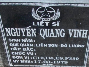 Nhắn tìm thân nhân liệt sỹ Nguyễn Quang Vinh