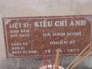Nhắn tìm thân nhân liệt sỹ Kiều Chí Ảnh