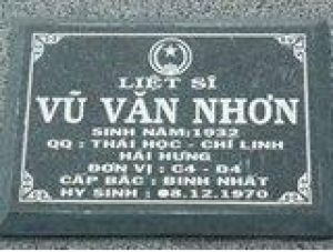 Tìm thân nhân liệt sĩ Vũ Văn Nhơn