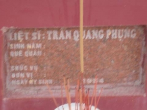 Nhắn tìm thân nhân liệt sĩ Trần Quang Phụng