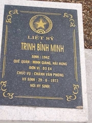 Nhắn tìm thân nhân liệt sỹ Trịnh Đình Minh 