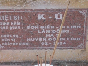 Nhắn tìm thân nhân liệt sỹ  K-Ú