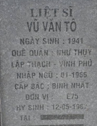 Tìm thân nhân liệt sĩ Vũ Văn Tô