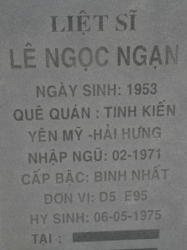 Tìm thân nhân liệt sĩ Lê Ngọc Ngạn