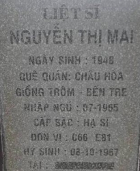 Tìm thân nhân liệt sĩ Nguyễn Thị Mai