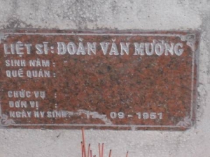 Nhắn tìm thân nhân liệt sĩ Đoàn Văn Mương