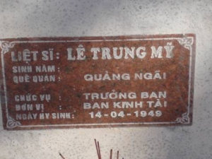 Nhắn tìm thân nhân liệt sỹ  Lê Trung Mỹ