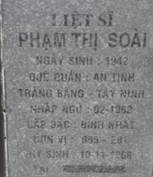 Tìm thân nhân liệt sĩ Phạm Thị Soài