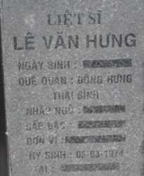 Tìm thân nhân liệt sĩ Lê Văn Hưng