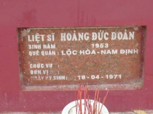 Nhắn tìm thân nhân liệt sỹ Hoàng Đức Đoàn