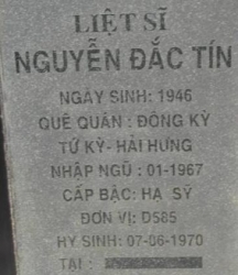 Tìm thân nhân liệt sĩ Nguyễn Đắc Tín