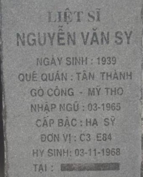 Tìm thân nhân liệt sĩ Nguyễn Văn Sy