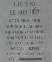Tìm thân nhân liệt sĩ Lê Hữu Tiếp