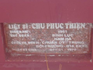 Nhắn tìm thân nhân liệt sỹ Chu Phúc Thiện