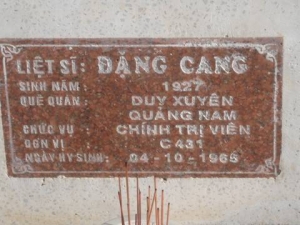 Nhắn tìm thân nhân liệt sỹ  Đặng Cang