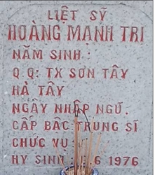 Tìm thân nhân liệt sĩ Hoàng Mạnh Tri