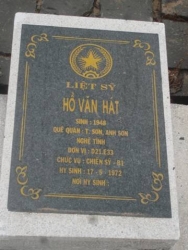 Nhắn tìm thân nhân liệt sỹ Hồ Văn Hát