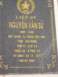 Nhắn tìm thân nhân liệt sỹ Nguyễn Văn Sử