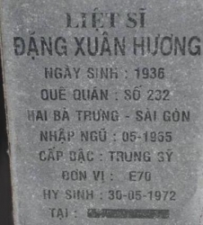 Tìm thân nhân liệt sĩ Đặng Xuân Hương