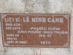 Nhắn tìm thân nhân liệt sỹ  Lê Minh Cảnh