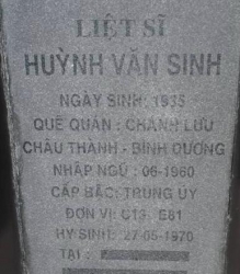 Tìm thân nhân liệt sĩ Huỳnh Văn Sinh