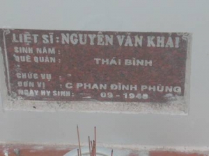 Nhắn tìm thân nhân liệt sỹ  Nguyễn Văn Khải