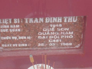 Nhắn tìm thân nhân liệt sỹ Trần Đình Thu