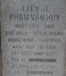 Tìm thân nhân liệt sĩ Phạm Văn Huy