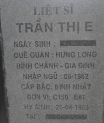 Tìm thân nhân liệt sĩ Trần Thị E